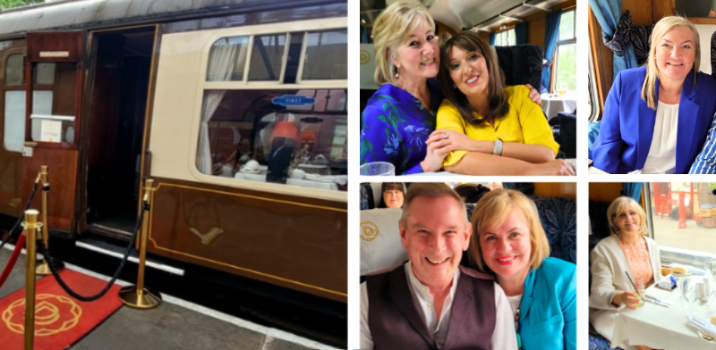 Culture Calendar Women’s Social Group enjoying a vintage steam train journey with scenic countryside views, fine dining, and the perfect opportunity to invite a friend or plus one for a luxurious day out.