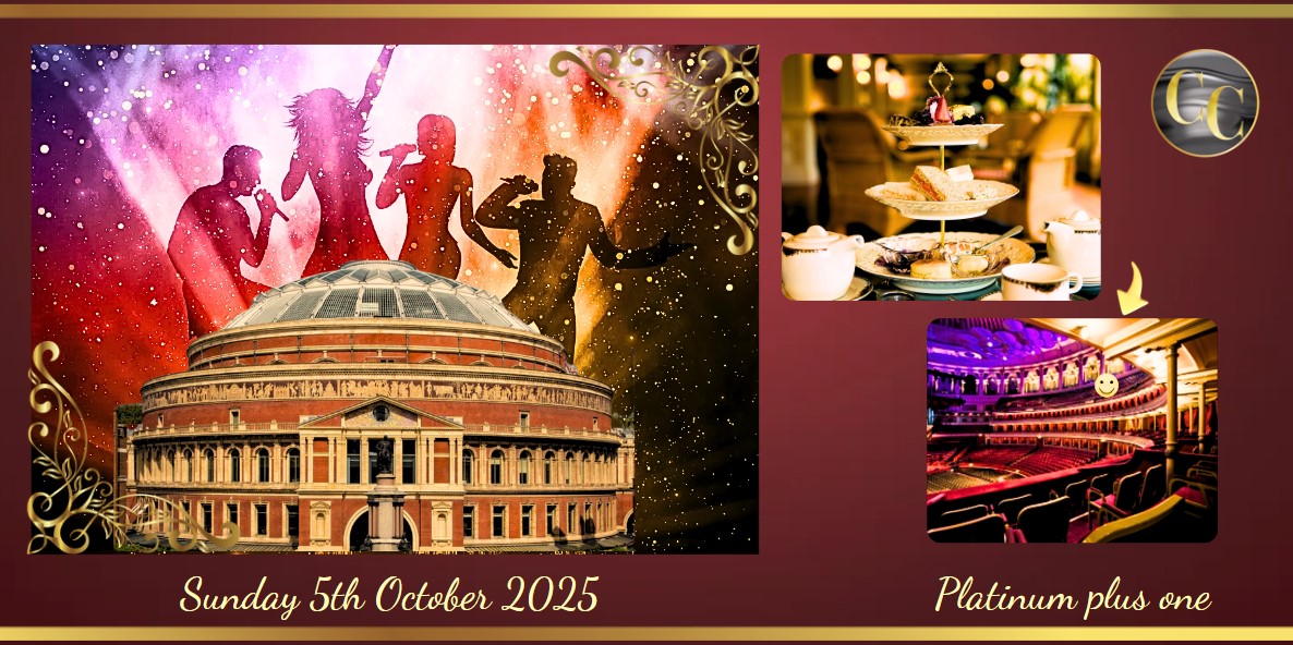 The stage is set for "The Best of Broadway" at The Royal Albert Hall, with illuminations and dramatic lighting capturing the grandeur of this iconic venue.