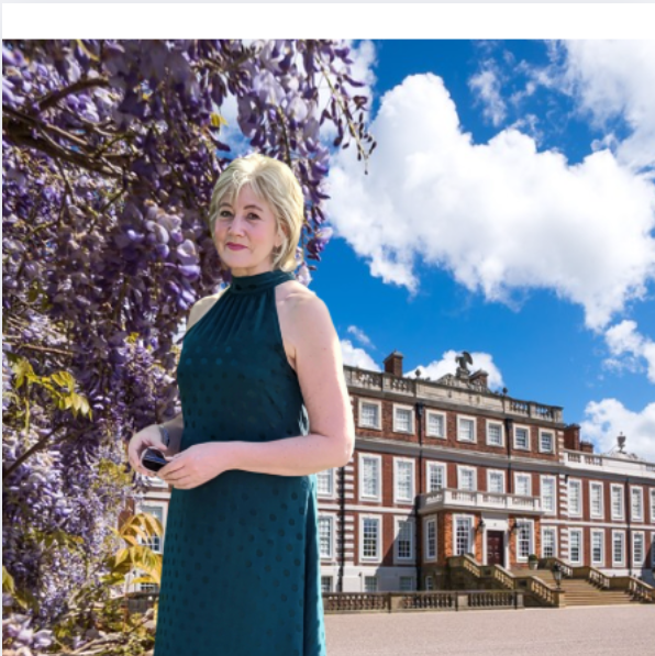 Catherine enjoying an exclusive Culture Calendar invitation to a stunning stately mansion house in Merseyside, perfect for women’s social group events and luxury cultural experiences.