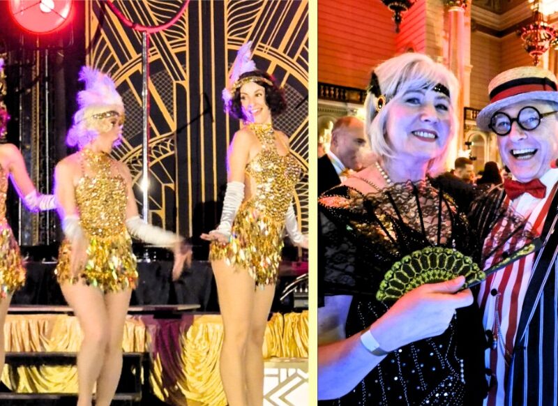 Celebrating at The Great Gatsby Ball in the height of 1920's fashion.