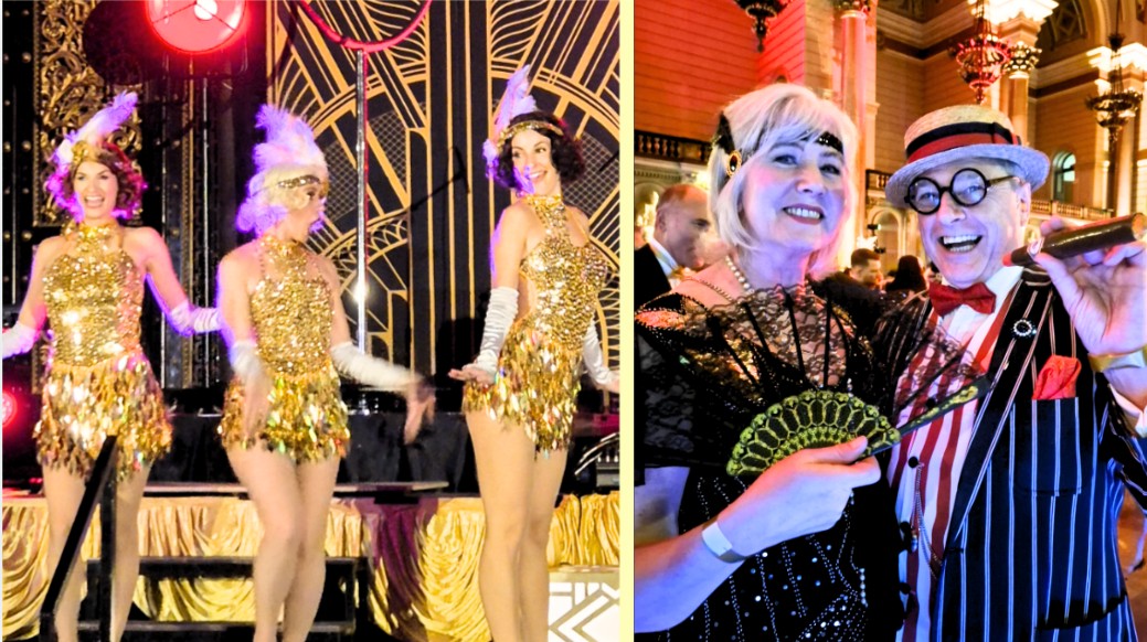 Celebrating at The Great Gatsby Ball in the height of 1920's fashion.